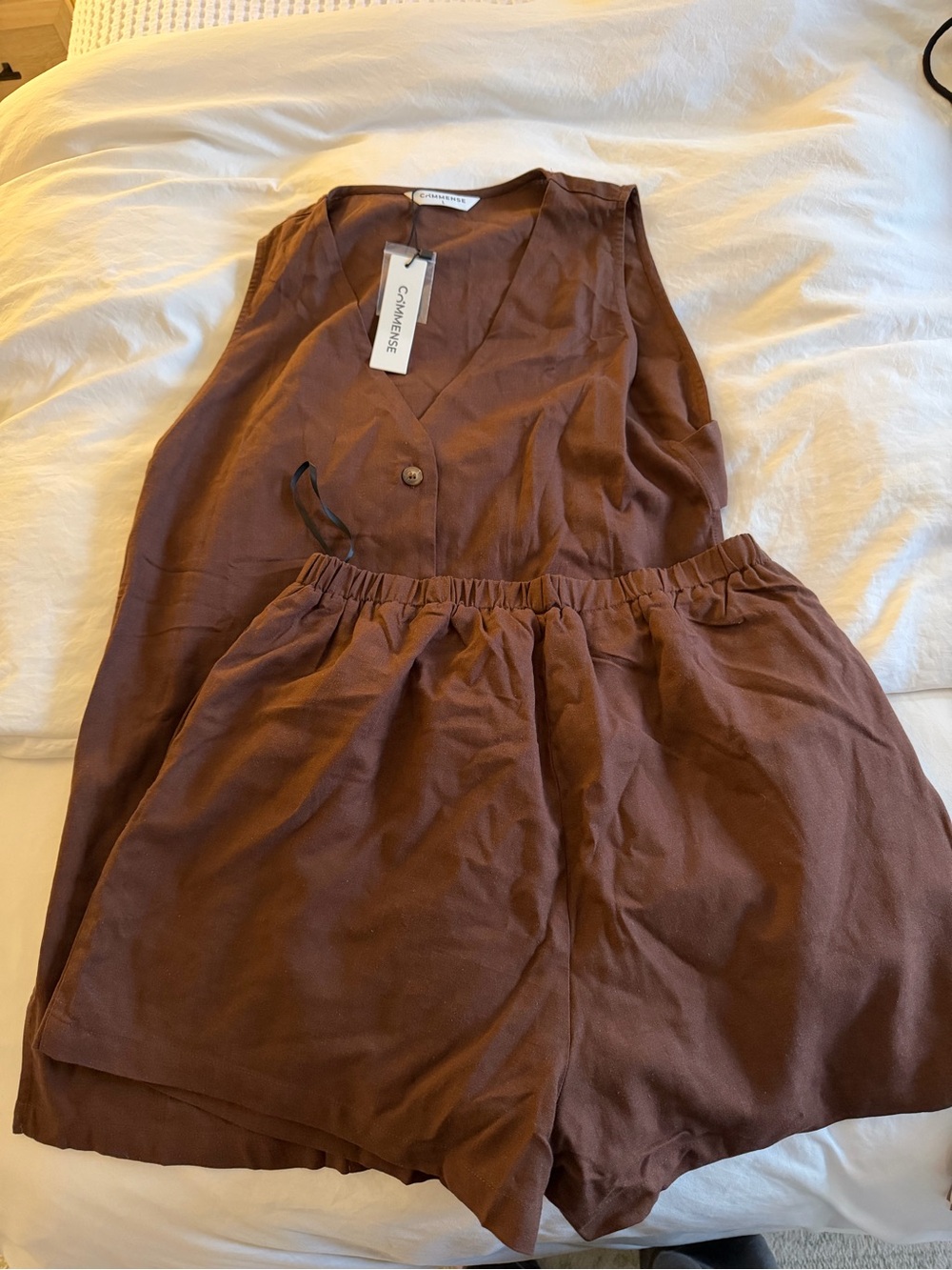 Commense NWOT Brown Linen 2 Piece Set